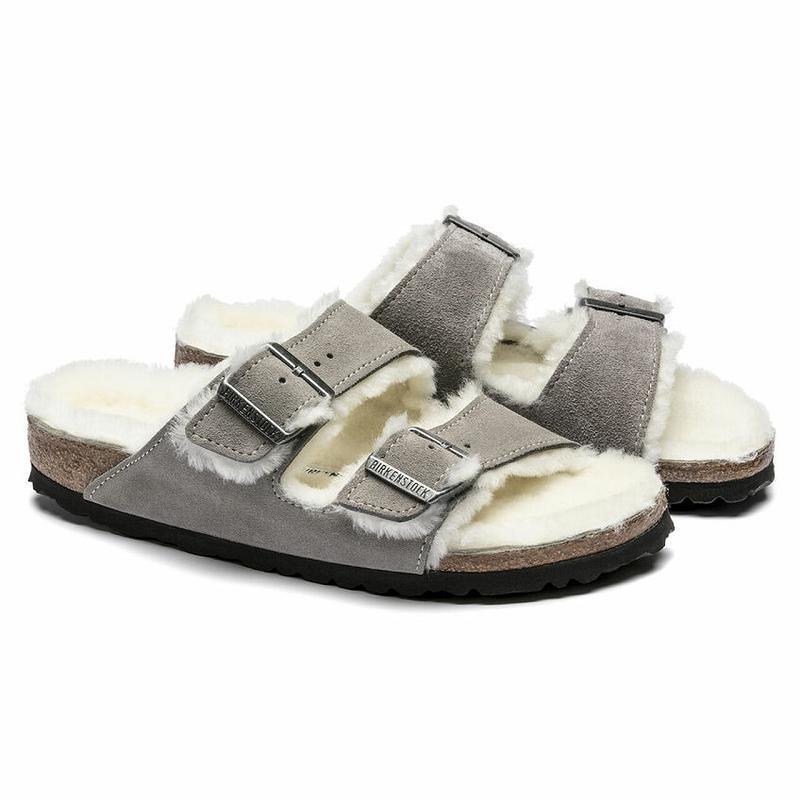 Birkenstock Shearling Ruskind Arizona Dame Grå | DK 84UZG